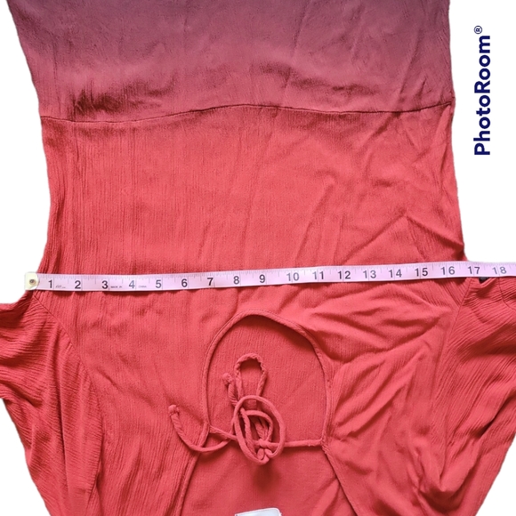 Green Dragon Red Ombre Gauzy Boho Dress - M - Picture 8 of 9